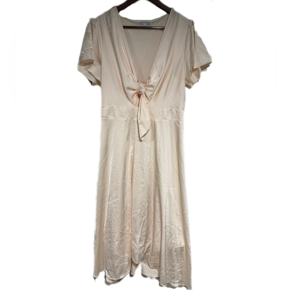 Baltic Born Cream Midi Dress with V-Neck Tie